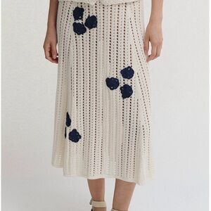 De Loreta Manta Panelled Cotton Blend Midi Skirt